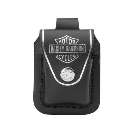   Zippo - Harley-Davidson ® Öngyújtó bőrtok, fekete, patentos befűzős (HDPBK)