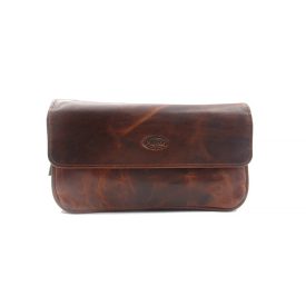   Chacom CC017 Retro barna bőr pipatáska ( 2 pipa + dohánytartó )